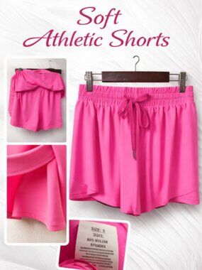 Hot Pink Athletic Shorts Women Size S Flowy Running Gym Workout Shorts